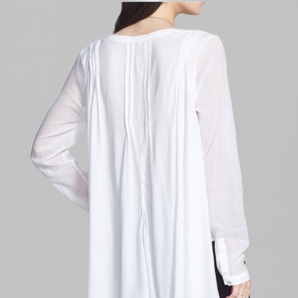 Free People Sisters Of The Moon White Button Down Pleated‎ Blouse Top Tunic S - Picture 4 of 10